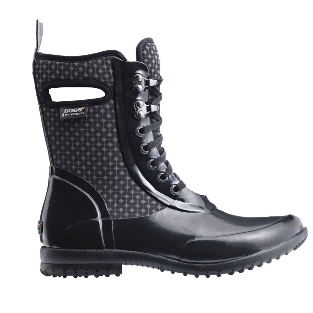 Bogs Women's Sidney Cravat  Black and Gray Boots